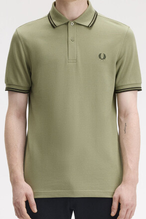 Fred Perry Twin Tipped Polo Shirt Olive Mint Night Green