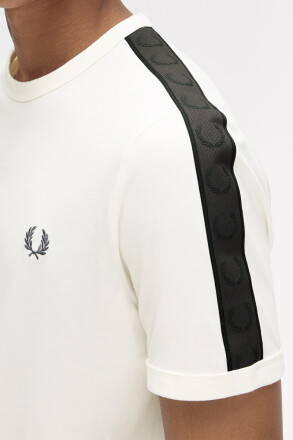 Fred Perry Contrast Tape Ringer T-Shirt Light Ecru Anchor Grey
