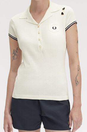 Fred Perry Amy Winehouse Pocket Detail Knitted Shirt Light Ecru