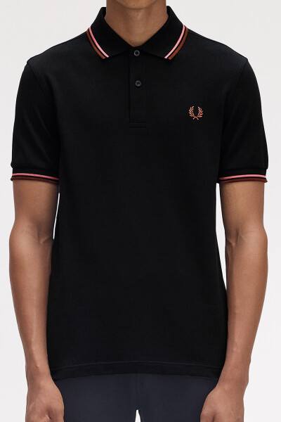 Fred Perry Twin Tipped Polo Shirt Black Putty Pink