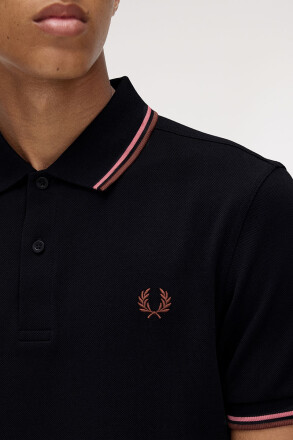 Fred Perry Twin Tipped Polo Shirt Black Putty Pink