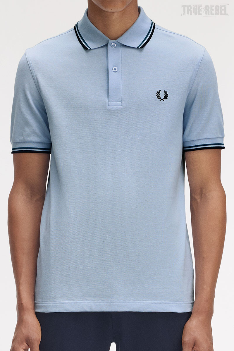 Fred Perry Twin Tipped Polo Shirt Light Smoke Petrol Blue