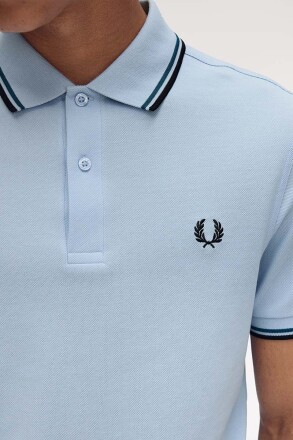 Fred Perry Twin Tipped Polo Shirt Light Smoke Petrol Blue