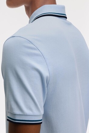 Fred Perry Twin Tipped Polo Shirt Light Smoke Petrol Blue