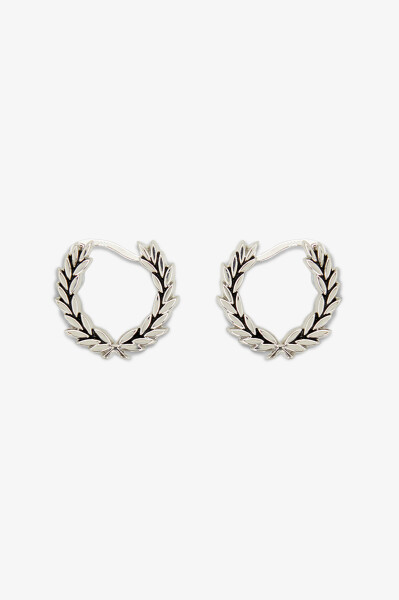 Fred Perry Laurel Wreath Mini Earrings Shiny Silver