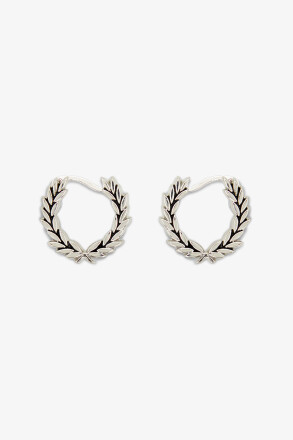 Fred Perry Laurel Wreath Mini Earrings Shiny Silver