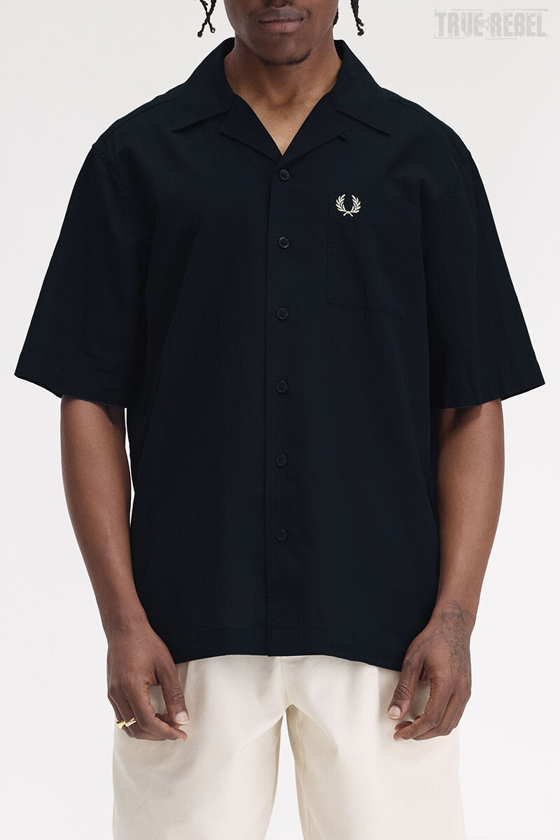 Fred Perry Lightweight Texture Reverse Collar Shirt Navy