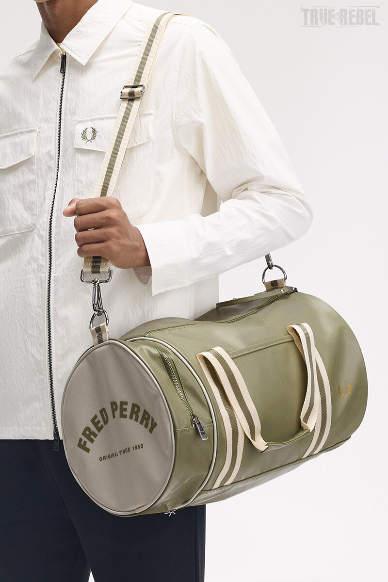 Fred Perry Classic Large Barrel Bag Olive Mint