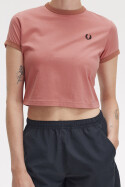 Fred Perry Ladies Cropped Ringer T-Shirt Putty Pink
