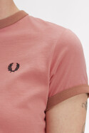 Fred Perry Ladies Cropped Ringer T-Shirt Putty Pink