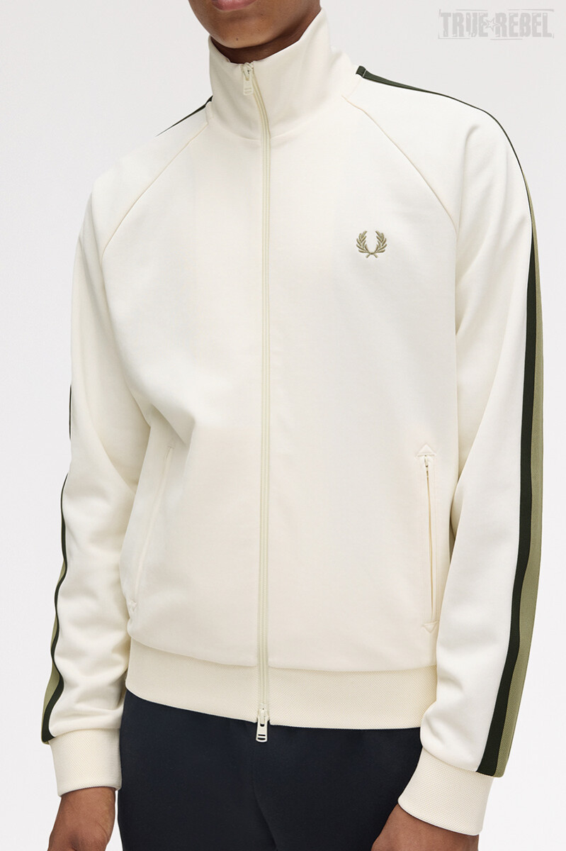 Fred Perry Two Colour Tape Track Jacket Light Ecru