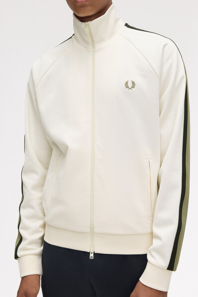 Fred Perry Two Colour Tape Track Jacket Light Ecru