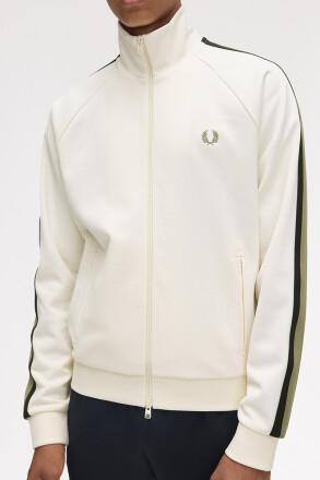 Fred Perry Two Colour Tape Track Jacket Light Ecru
