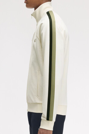 Fred Perry Two Colour Tape Track Jacket Light Ecru