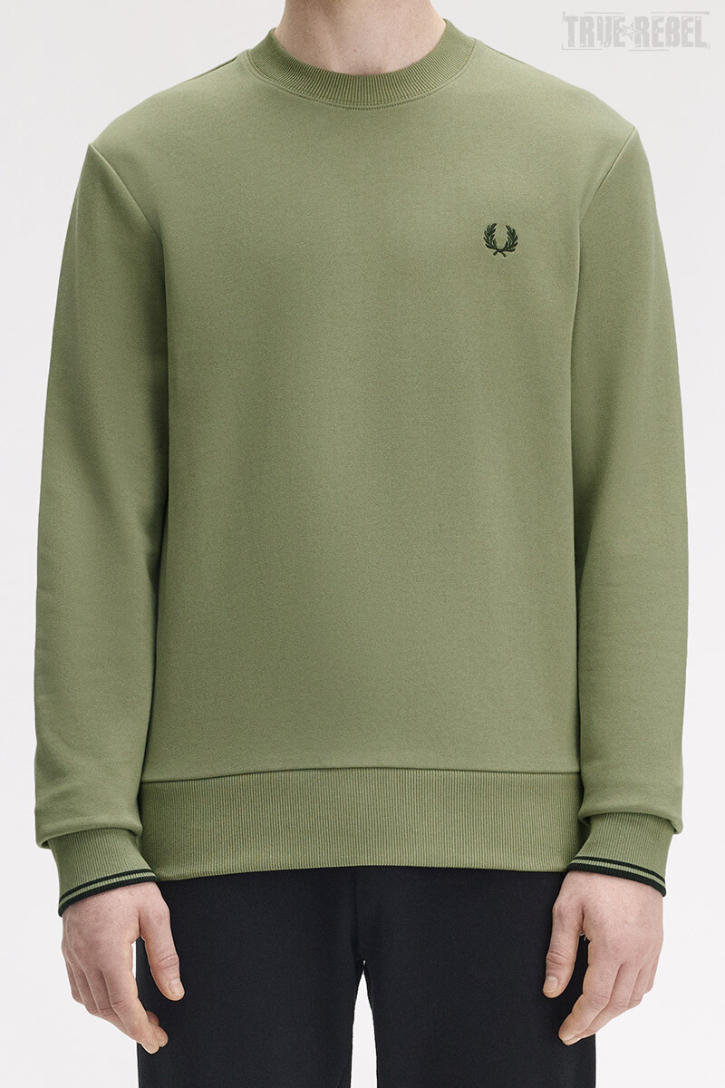 Fred Perry Crew Neck Sweater Olive Mint