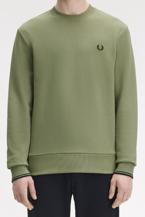 Fred Perry Crew Neck Sweater Olive Mint
