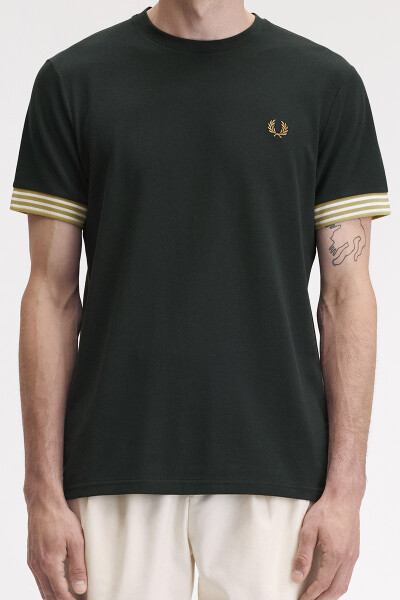 Fred Perry Striped Cuff T-Shirt Night Green