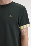 Fred Perry Striped Cuff T-Shirt Night Green