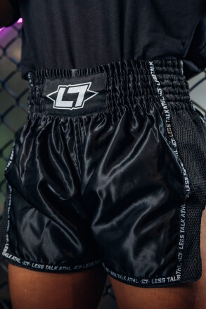 Less Talk Taped Muay Thai Shorts Black