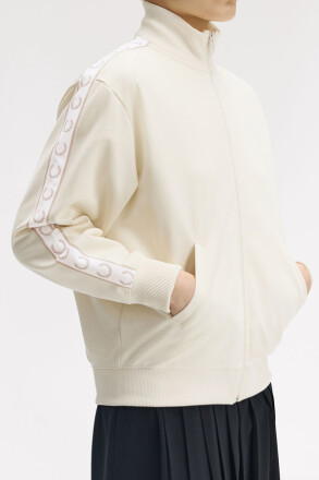 Fred Perry Ladies Taped Track Jacket Ecru
