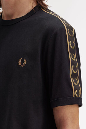 Fred Perry Contrast Tape Ringer T-Shirt Black Shaded Stone