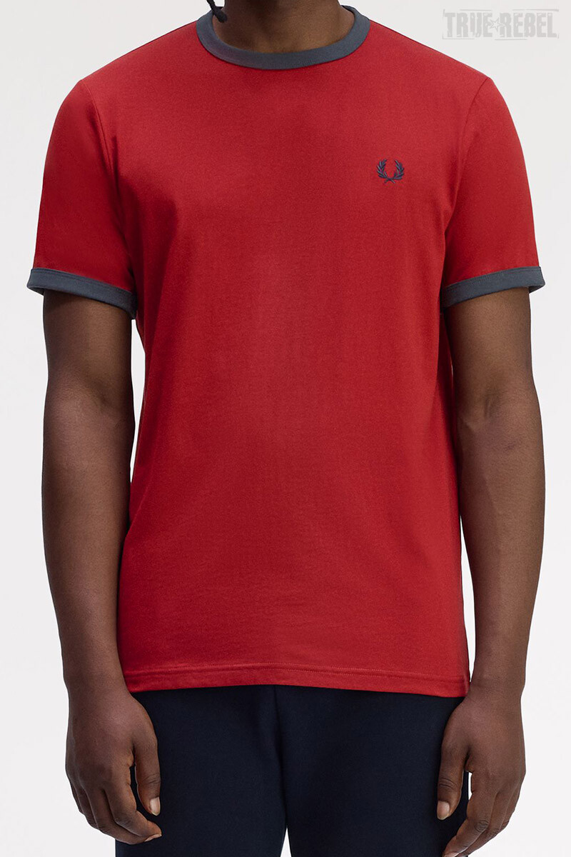Fred Perry Ringer T-Shirt Burton Red Navy
