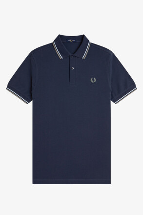 Fred Perry Twin Tipped Polo Shirt Dark Airforce Light Ice