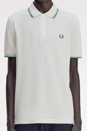 Fred Perry Twin Tipped Polo Shirt Snow White Track Blue