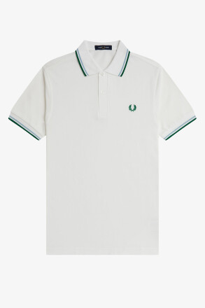 Fred Perry Twin Tipped Polo Shirt Snow White Track Blue