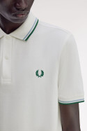 Fred Perry Twin Tipped Polo Shirt Snow White Track Blue