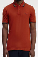 Fred Perry Twin Tipped Polo Shirt Burnt Red Sport Green