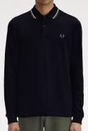 Fred Perry Twin Tipped Longsleeve Polo Shirt Black Ecru