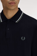 Fred Perry Twin Tipped Longsleeve Polo Shirt Black Ecru