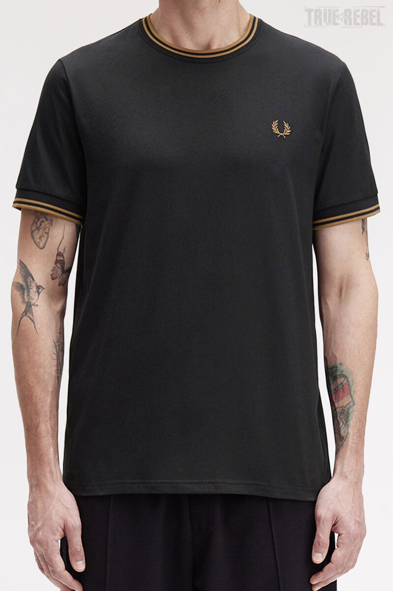 Fred Perry Twin Tipped T-Shirt Black Shaded Stone