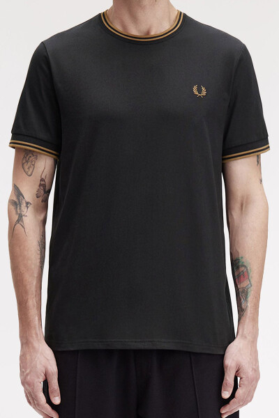 Fred Perry Twin Tipped T-Shirt Black Shaded Stone