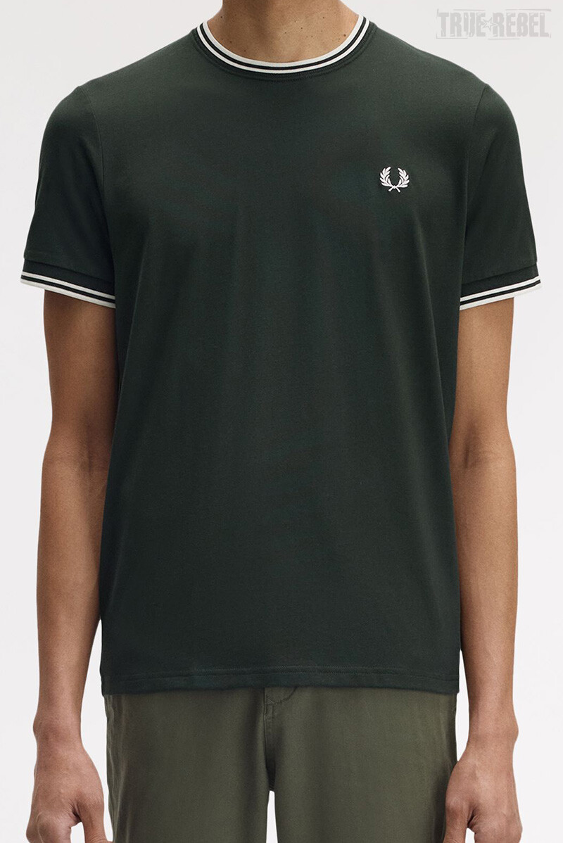 Fred Perry Twin Tipped T-Shirt Night Green Snow White