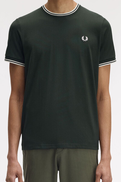 Fred Perry Twin Tipped T-Shirt Night Green Snow White