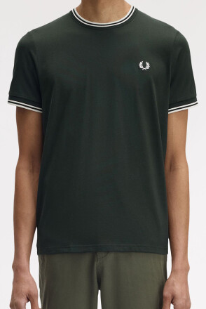 Fred Perry Twin Tipped T-Shirt Night Green Snow White