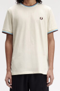 Fred Perry Twin Tipped T-Shirt Ecru Court Blue