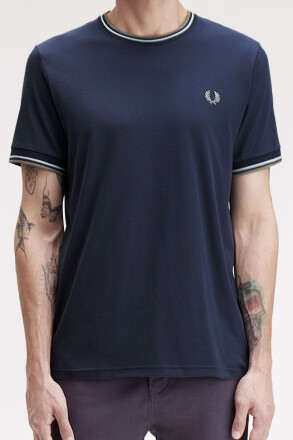 Fred Perry Twin Tipped T-Shirt Dark Airforce Light Ice