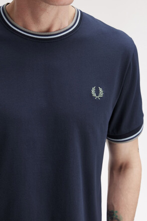 Fred Perry Twin Tipped T-Shirt Dark Airforce Light Ice