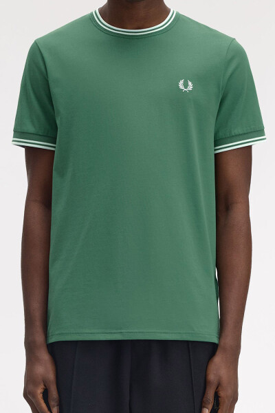 Fred Perry Twin Tipped T-Shirt Sport Green Track Blue