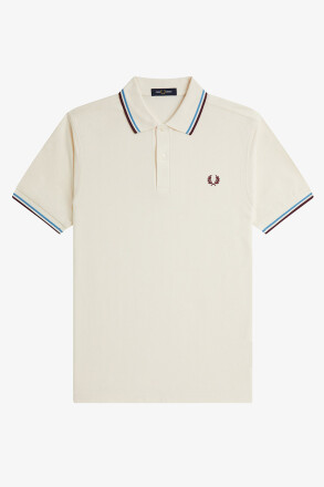 Fred Perry Twin Tipped Polo Shirt Ecru Court Blue