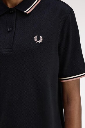 Fred Perry Ladies Twin Tipped Polo Black Silky Peach