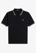 Fred Perry Ladies Twin Tipped Polo Black Silky Peach