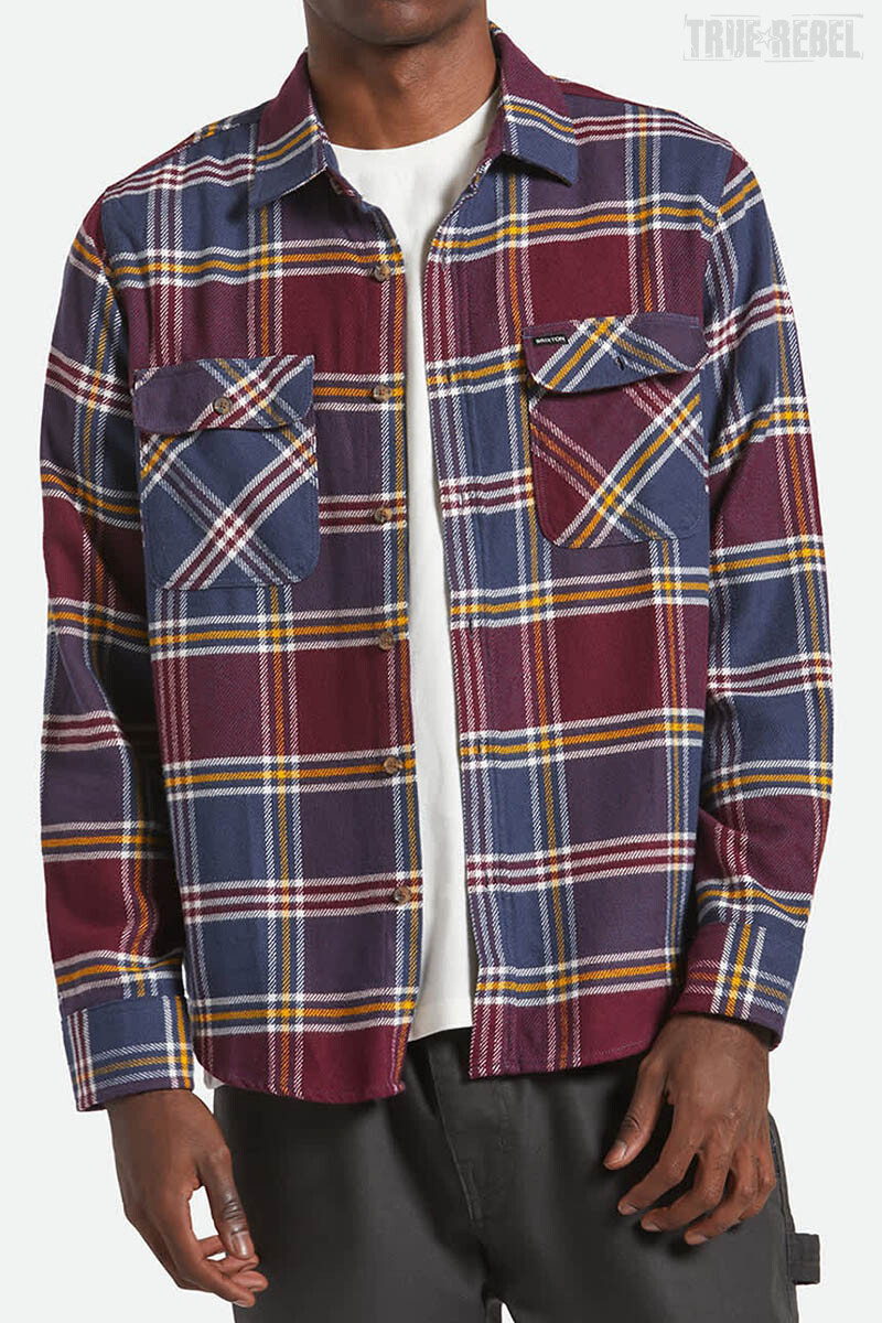 Brixton Bowery Flannel Shirt Mood Indigo Port