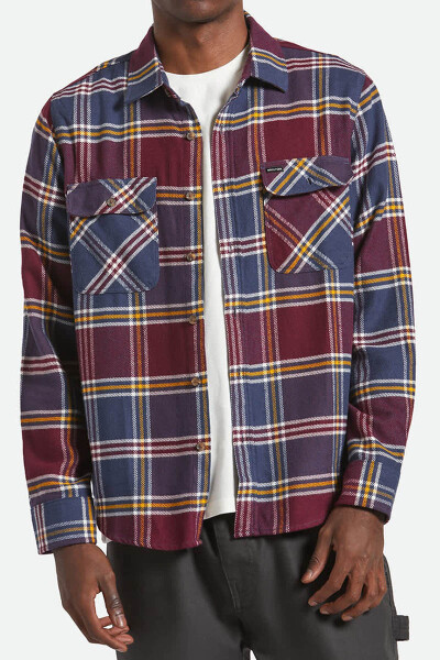 Brixton Bowery Flannel Shirt Mood Indigo Port