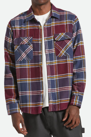 Brixton Bowery Flannel Shirt Mood Indigo Port