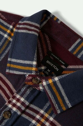 Brixton Bowery Flannel Shirt Mood Indigo Port