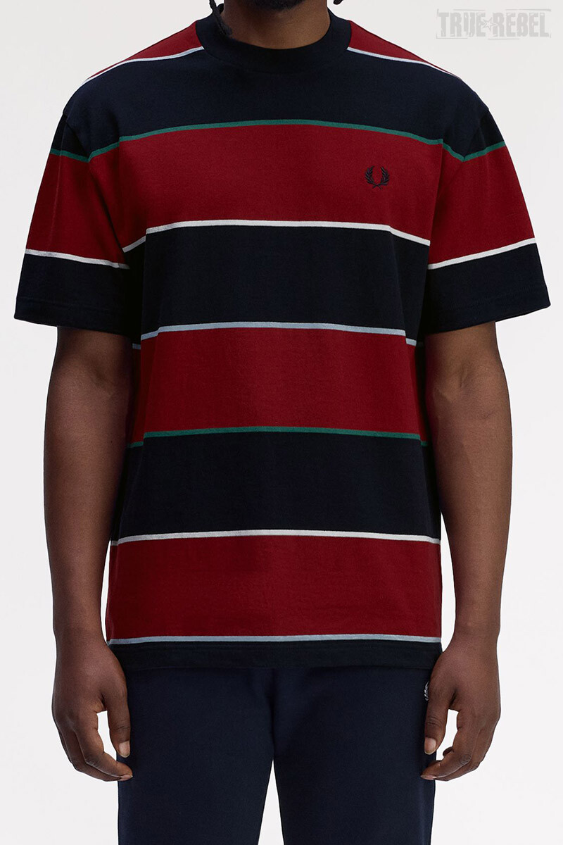 Fred Perry Striped Relaxed T-Shirt Navy